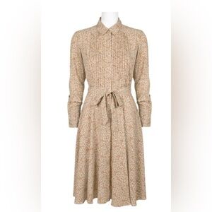 $128 Nanette Lepore Tan Pink Animal Print Fit & Flare Dress Size 4 NWT